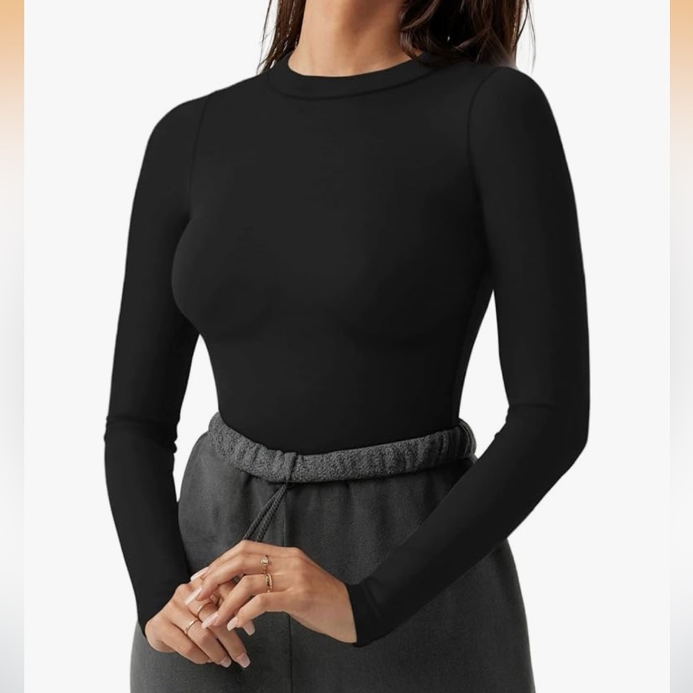 Black crew neck bodysuit